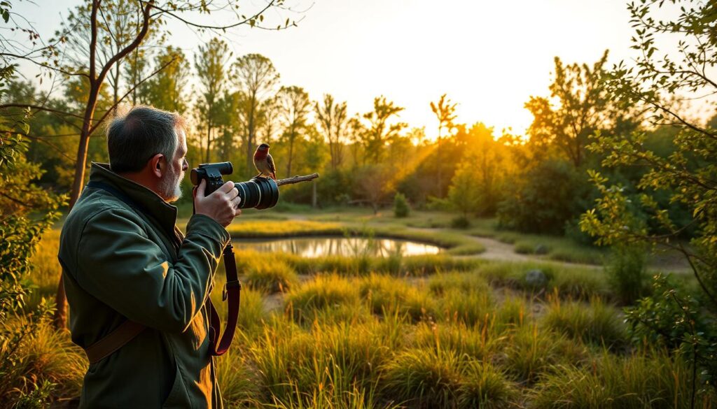 birdwatching at dawn