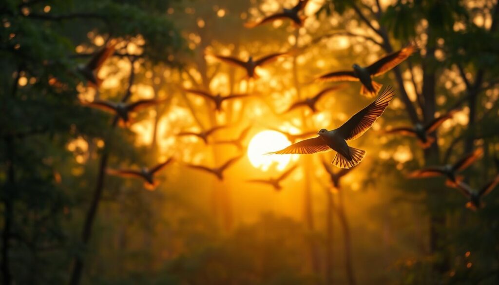 capturing birds at golden hour